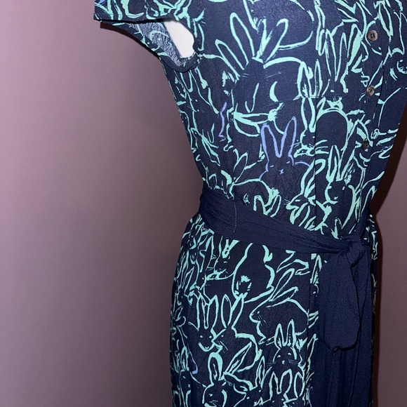 Anthropologie Maeve‎ Rabbit Prink Blue/Teal Shirt Dress, Size 00P (#88) - Picture 6 of 10